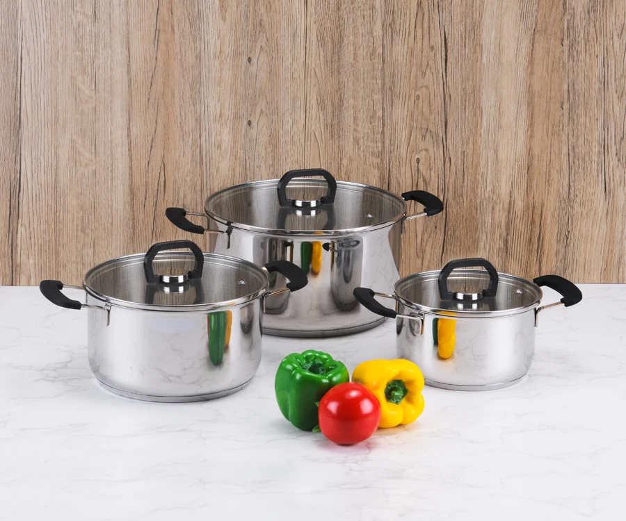 3 Ply Stackable Thick Base Induction Kitchen Utensils Kitchenware ...