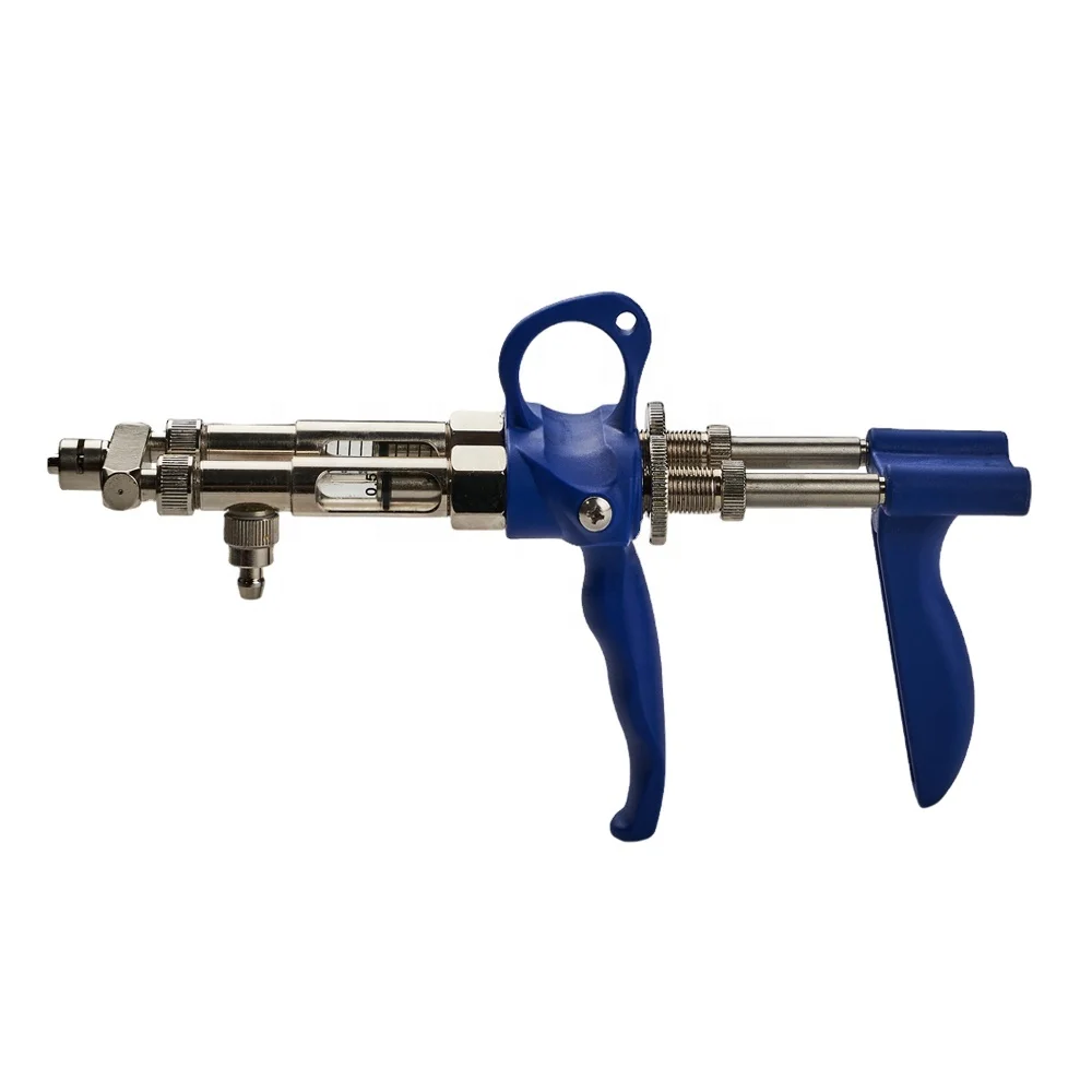Veterinary Dual Syringe Barrel Auto Injector 0.1-1ml for Continuous Poultry Vaccine Injection with Adjustable Feature