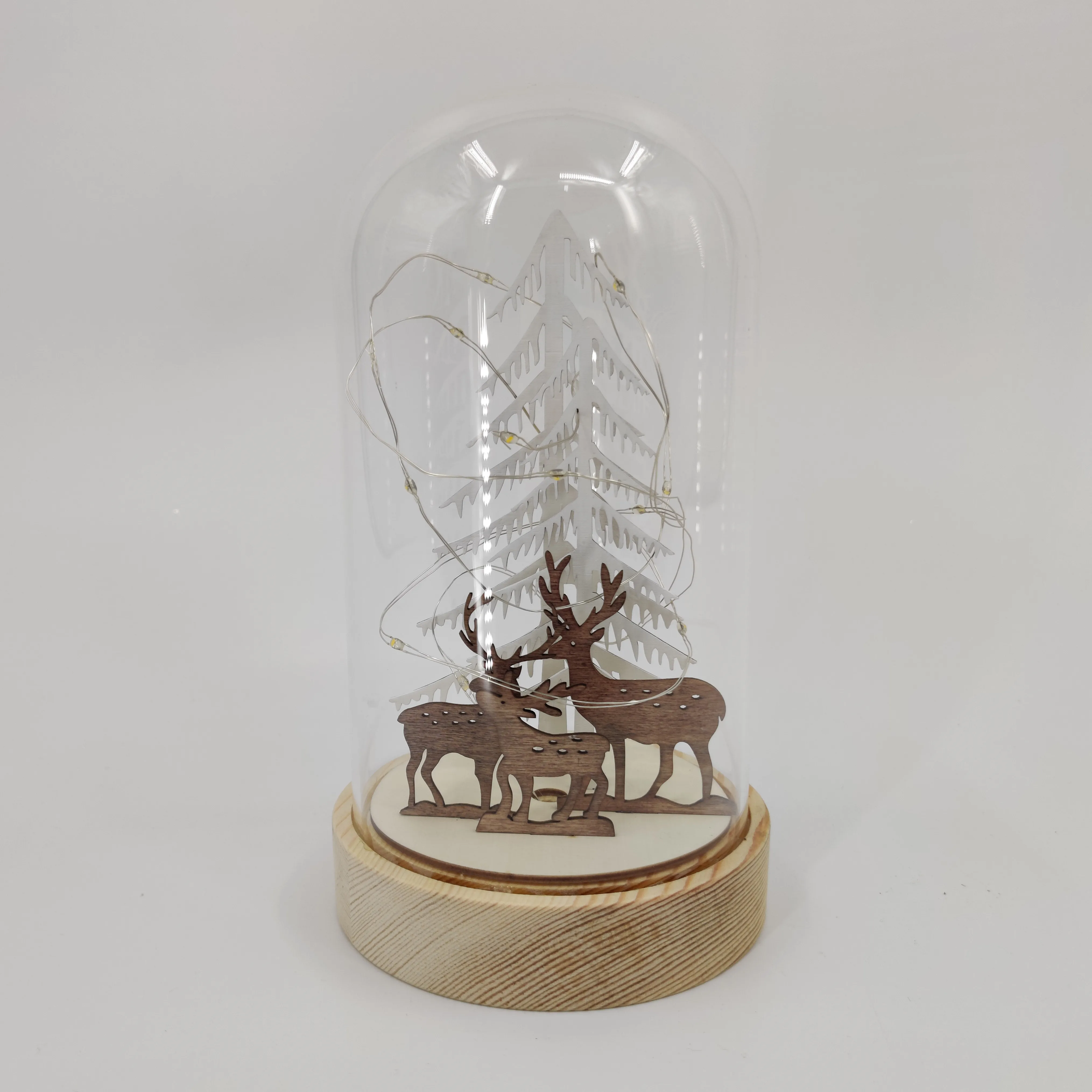 Christmas Gifts with Colorful Lights Glass Dome With Beautiful Deer Inside Ornaments