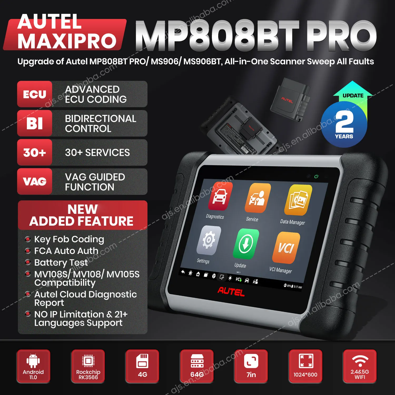 Autel MaxiPro MP808BT PRO 車両診断機 ECUコーディング MP808 MP808K 