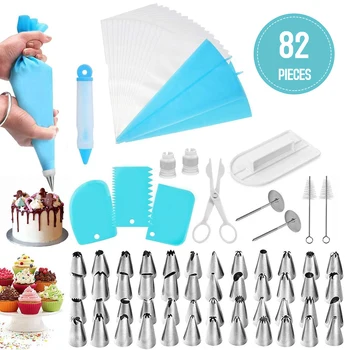 82PCS Cake Decorating Supplies Kit Set Baking Tool Turntable Stand Equipment//