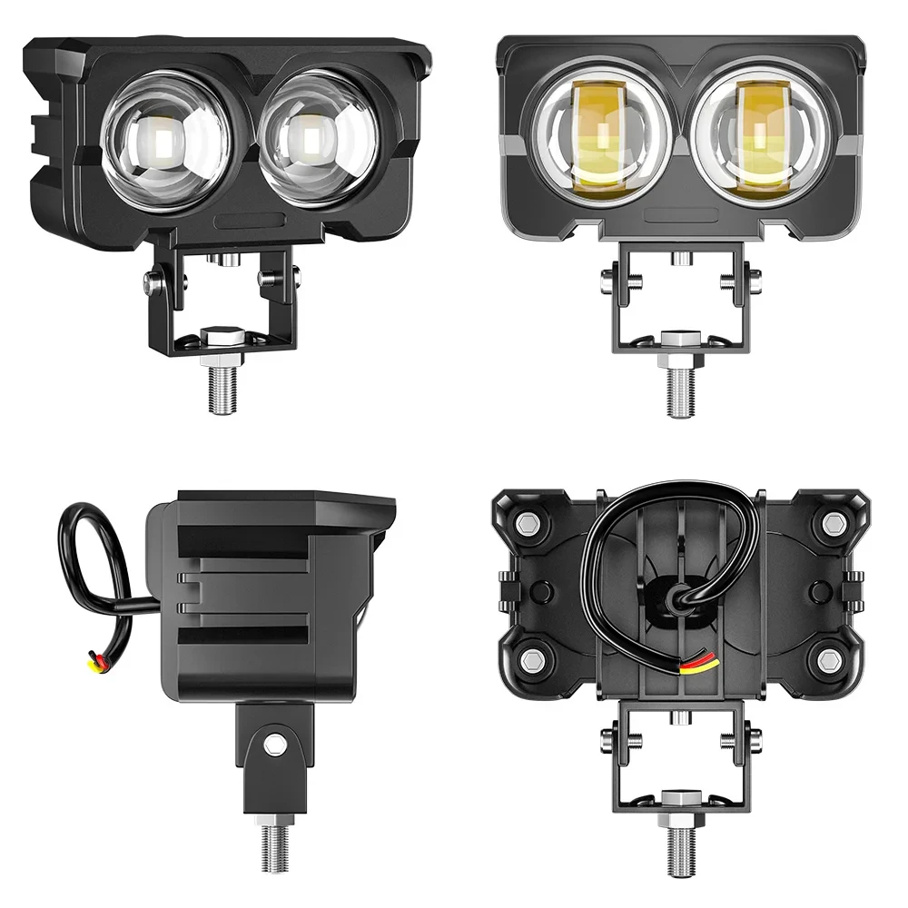 BAOBAO BB1503 Mini Driving Lens Led Dual Colour Auxiliary Fog Projector Lights Bike Motorbike Headlights for Motorcycle