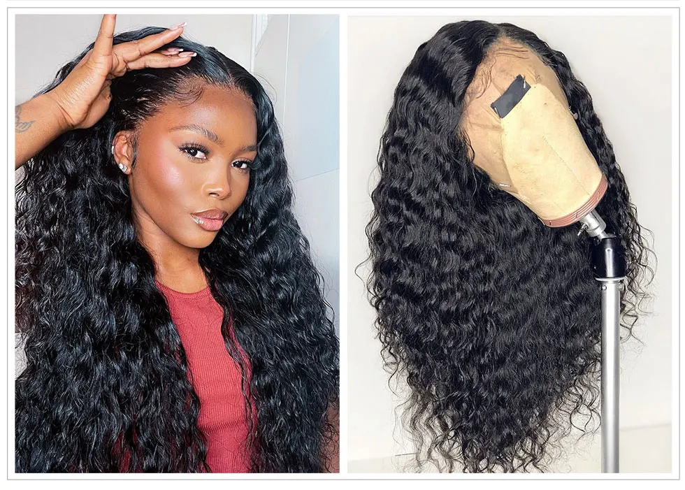 CARHOMERS Deep Curl 100% High Density Peruvian Human Hair HD lace Wigs main image 0