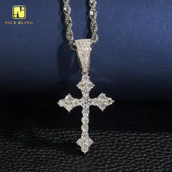 Pass Diamond Tester Trendy Hip Hop Cross Pendants Fashion 925 Silver Jewelry VVS Moissanite Diamond Cross Pendants For Men Women