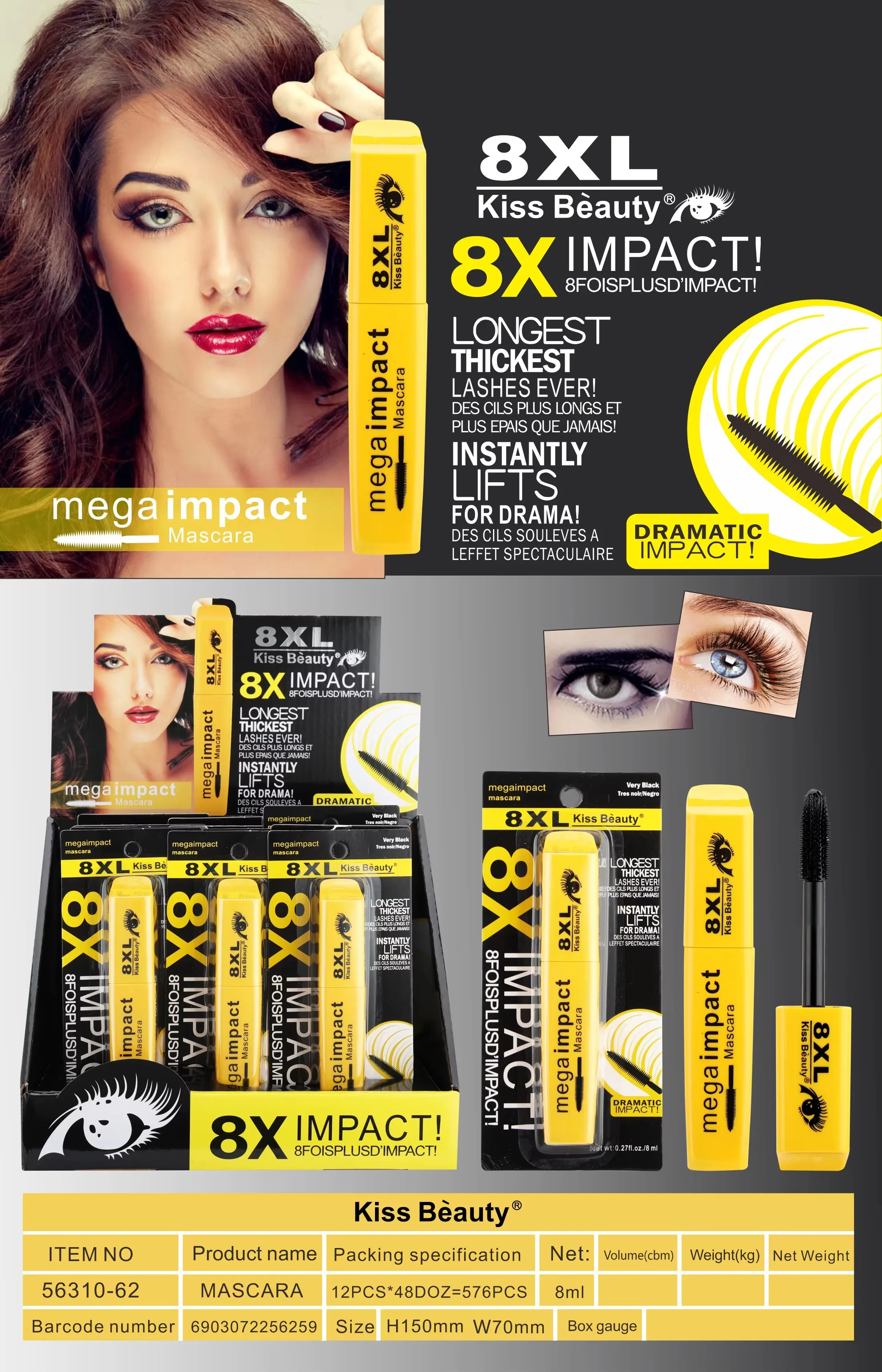 Hot Selling Waterproof Fiber Mascara - Custom Logo 3D Volume, OEM