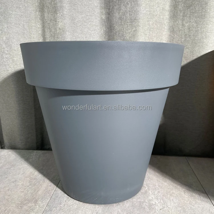 OEM customer Nordic Style large plastic flower pots Balcony round thickened Hollen resin floor-to-ceiling large flower pots