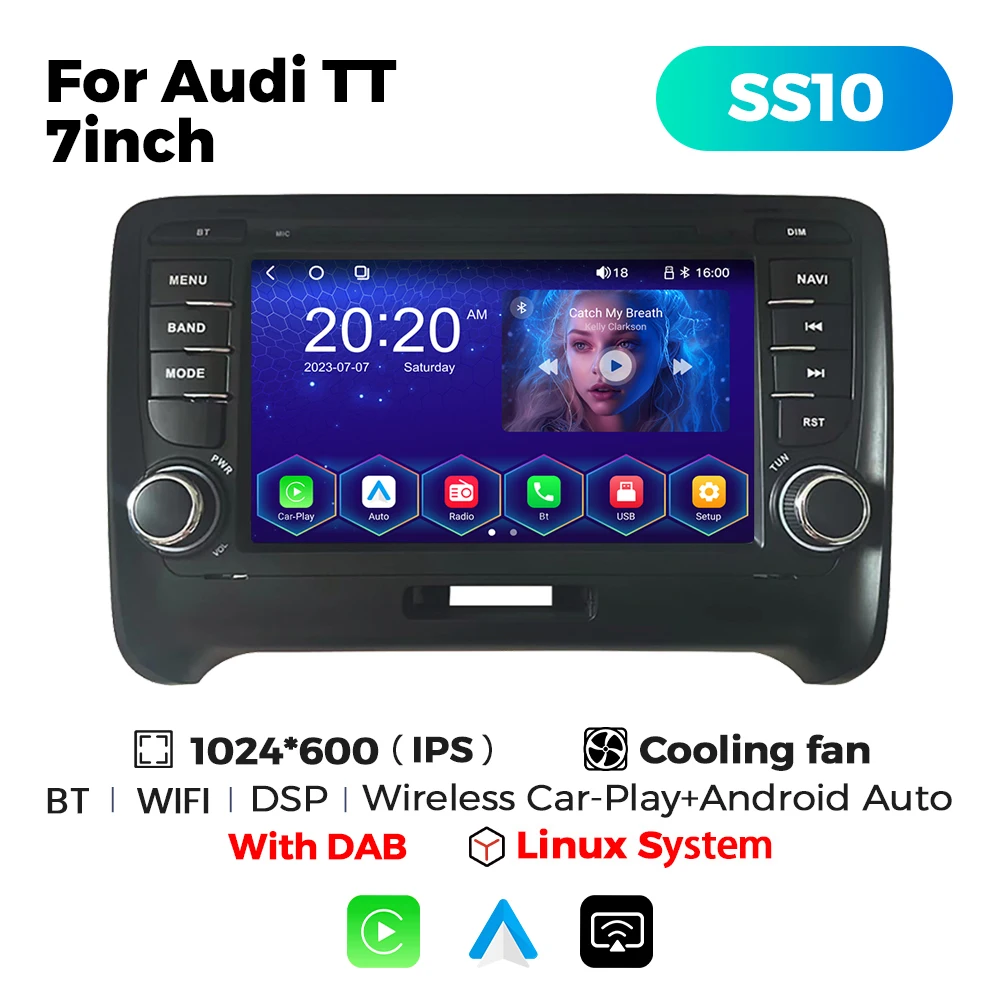 MEKEDE SS10 Linux System IPS Touch Screen Car Player for 7inch Audi TT Support Rear Camera DAB FM AM
