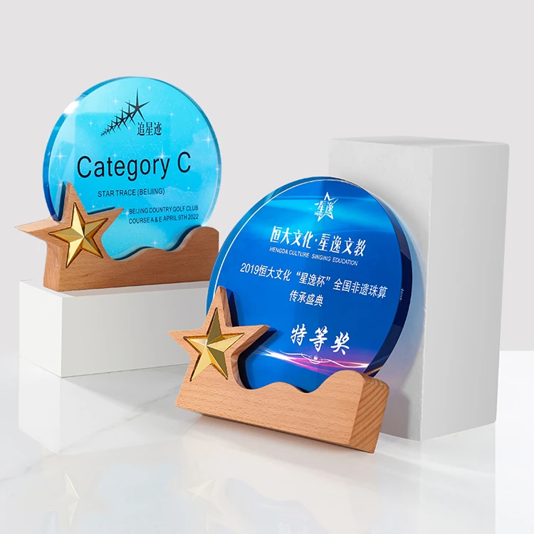 product wholesale professional wooden plaques awards color printing custom crystal trophy-33