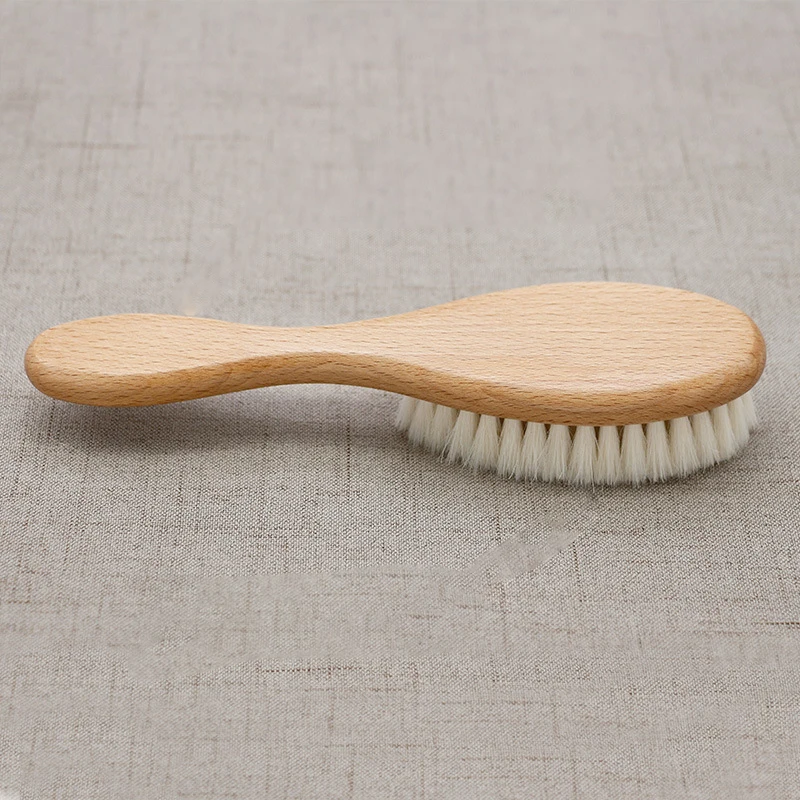 All natural wood handle brush  body brush Scalp Massage Wood Small Goat Hair Baby Hair Brush