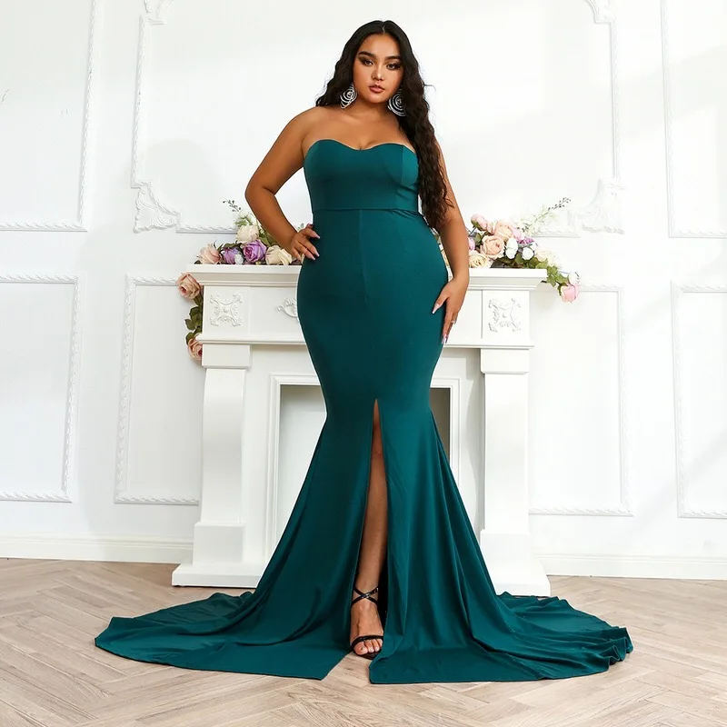 knee length dresses for ladies Zapaka Women Blue Long Plus Size Prom Dress Mermaid Spaghetti Straps Corset Tulle Evening Party Dress with 3D Flowers, Blue / US16
