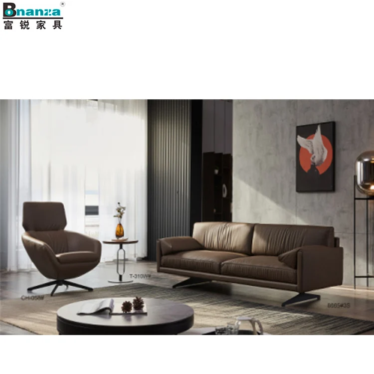 Коричневый итальянский Императорский сверхдлинный кожаный диван bonena