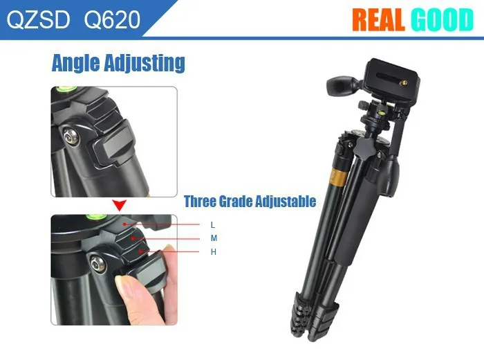 Q620 Aluminum Alloy 15kg Load Capacity Professional Fluid Head DSLR Digital SLR Camera Tripod