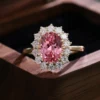 Anillo de oro amarillo de 14 quilates con piedras preciosas de laboratorio