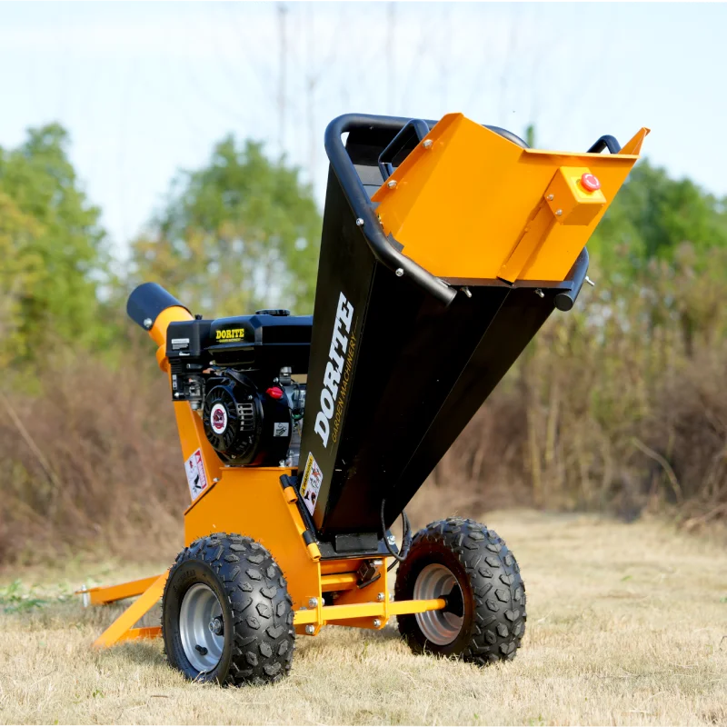 7HP Gasoline Engine Tree Branch Leaf Wood Chipper Shredder Double Sides Blades Crusher Wood Chipping Machine