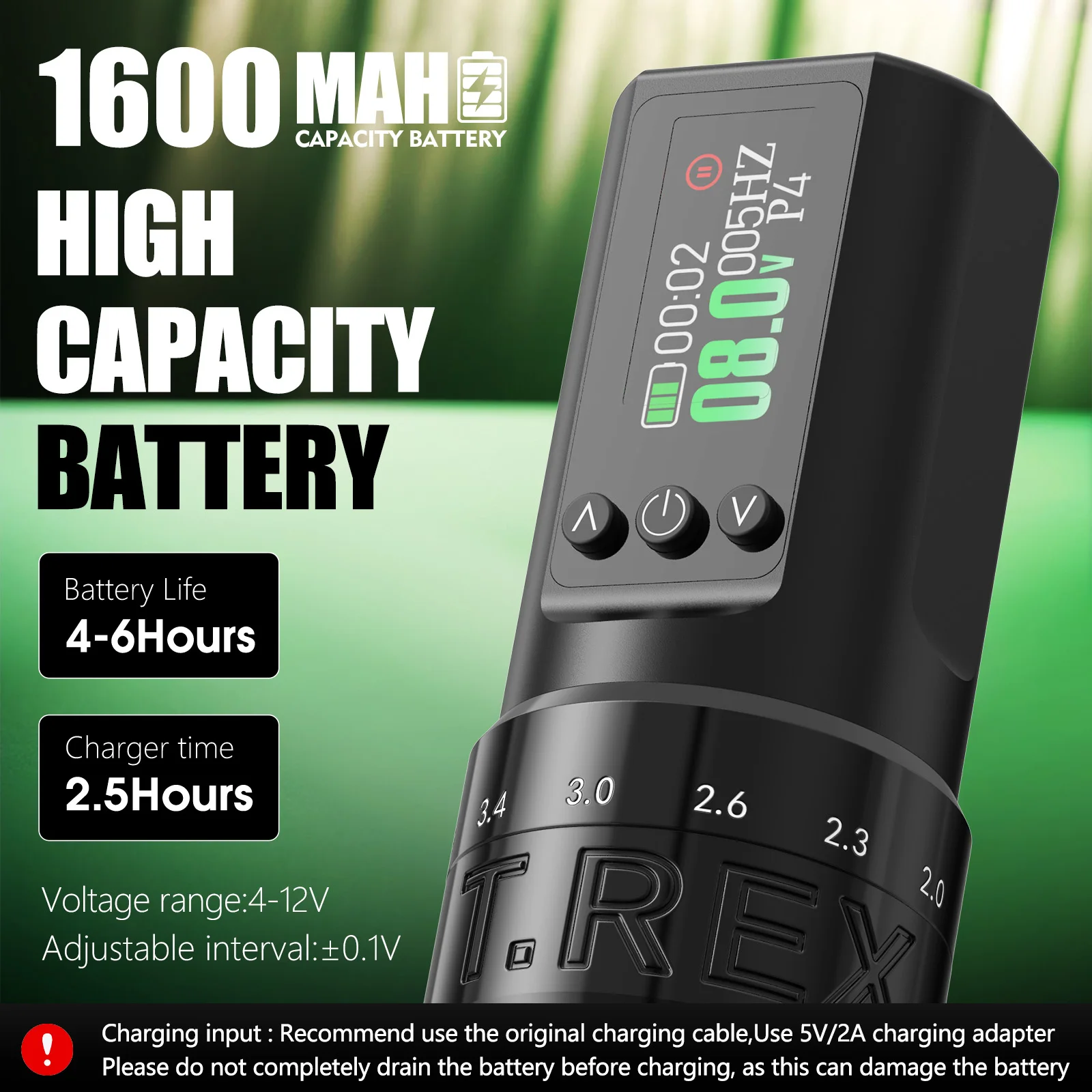 TREX V1 1600mAh Coreless Motor Adjustable Stroke Tattoo Machine