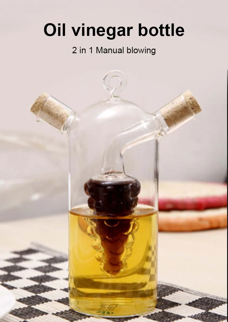 Creative Style 2-in-1 Eco-Friendly Glass Oil & Vinegar Bottle for Kitchen & Restaurant Use