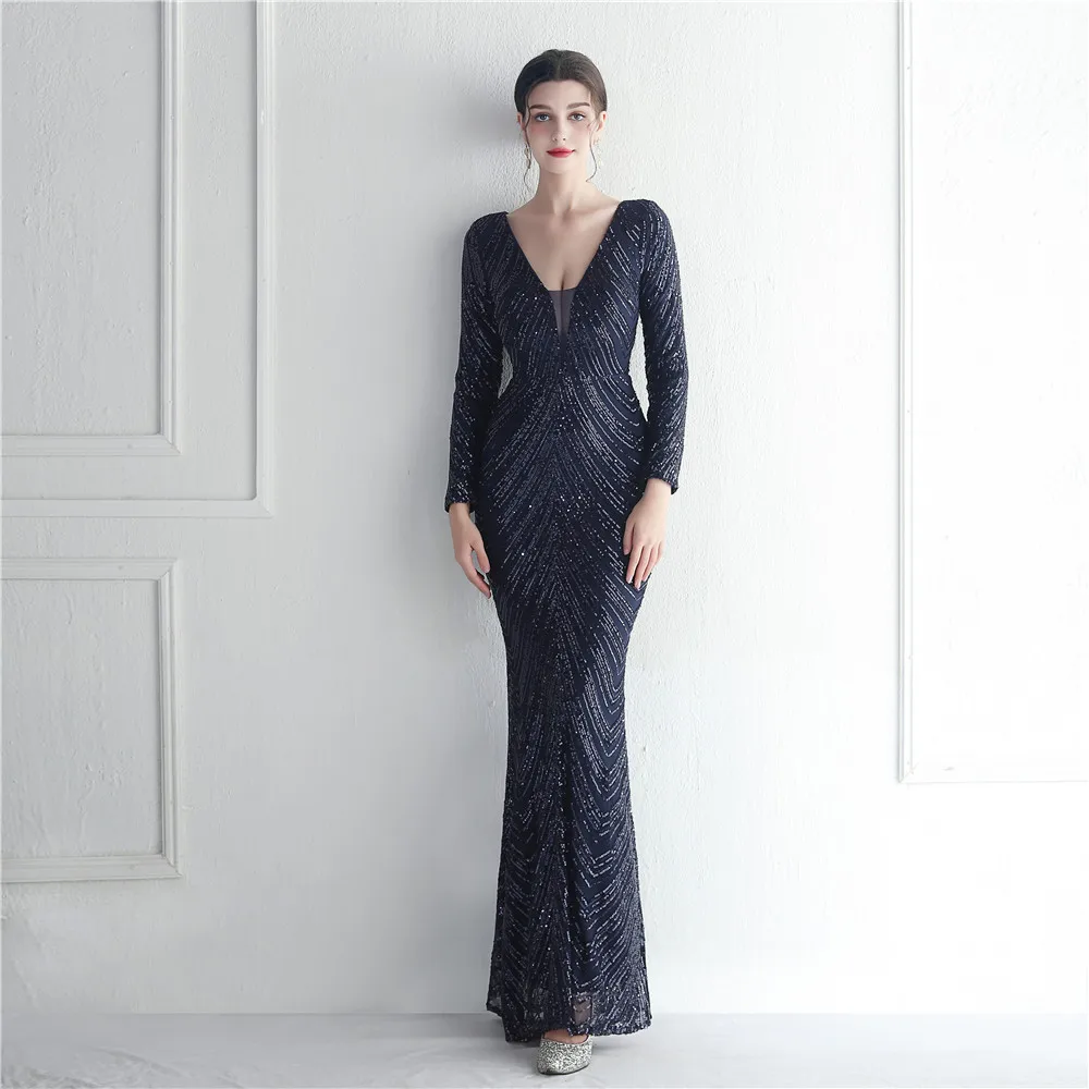 19055# Positioned As A New Style Of Elegant, Long-sleeved Sequin