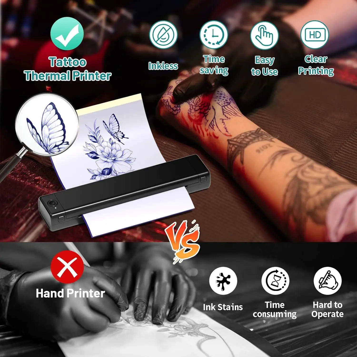 M08F Wholesale Tattoo Portable Thermal Copier Transfer Printer DIY Tattoo Stencil Printer Mini Thermal Tattoo Printer