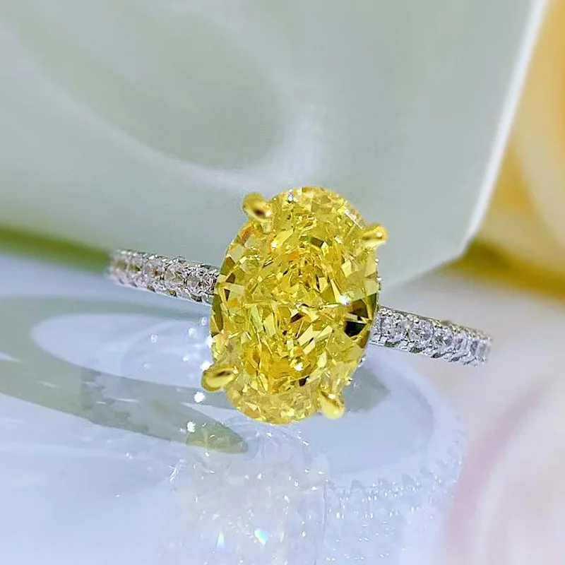 Bagues de promesse en plaqué Rhodium jaune, bijoux fins de couleur