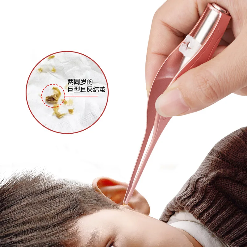LED Flashlight Ear Wax Cleaner Picker Visual Earpick Stainless Steel Ear Nose Navel Clean Tweezers Tool Earwax Removal Care
