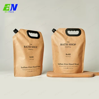 Eco-friendly Kraft Paper Spout Pouch Shampoo Refill Bag Liquid ...