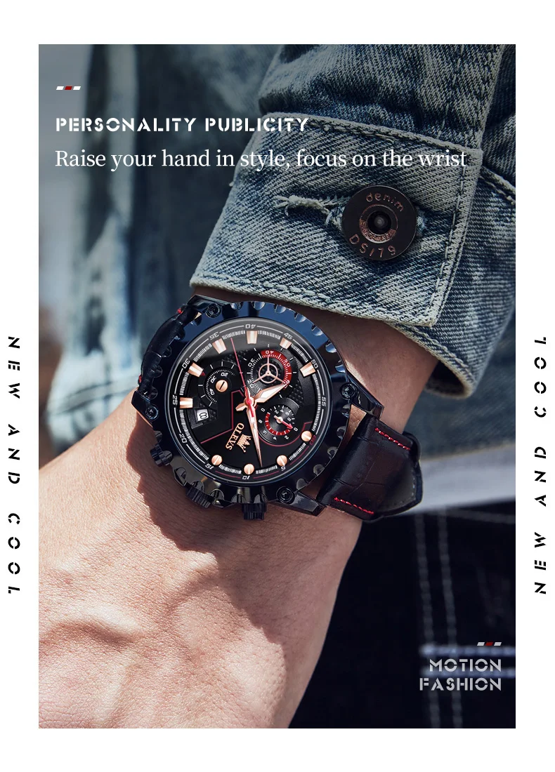 OLEVS 2873 Men Top Brand Luxury Time Quartz Watch Quality Genuine Leather  Men Wristwatch