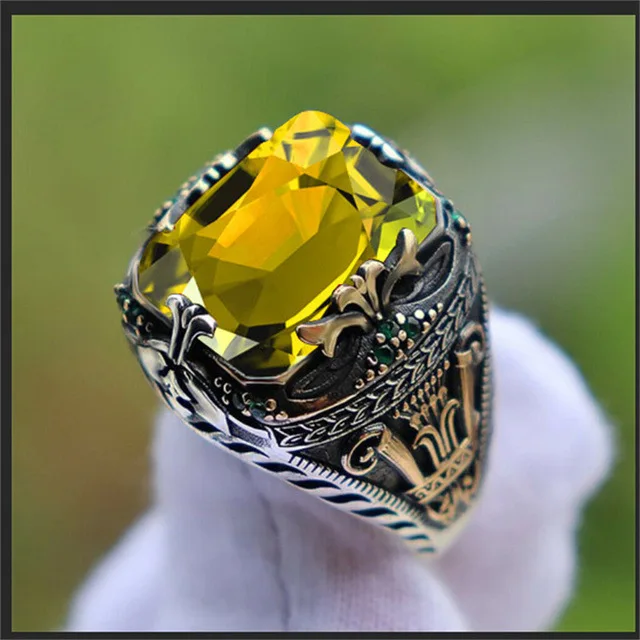 Gemstone Rings Gold Ring Design For Man 2018 10K Solid Yellow Gold