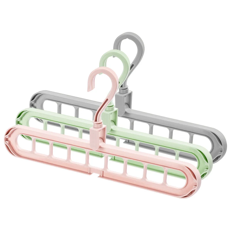 Multi Color Space Saving 9 Holes Rotatable Plastic 9 in 1 Magic Clothes Hanger