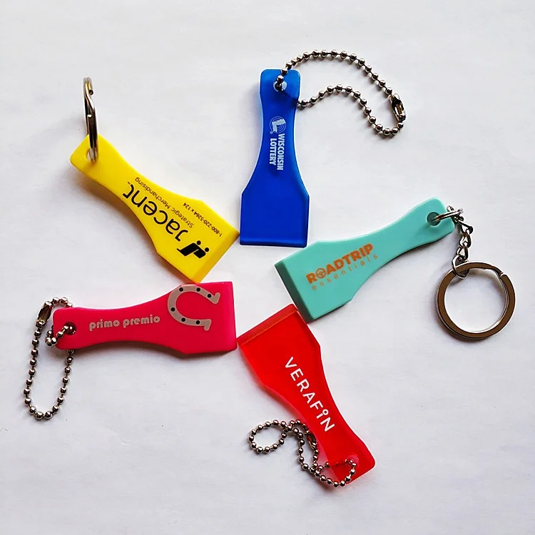 plastic lottery scraper keyring with custom brand