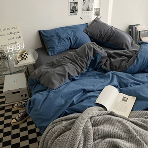 Wholesale Factory Made Solid Color Bedsheet Polyester Duvet Cover Set Fashion Luxury Bedding Set