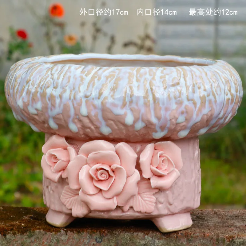 China OEM Hand Made Big Size Ceramic Flower Pot with Saucers