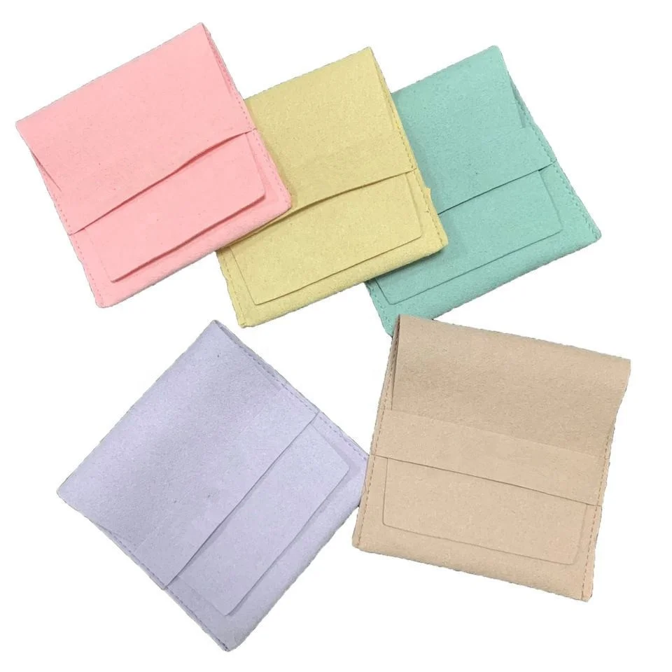 Wholesale Jewelry Packaging Pouch and Box Custom Logo Pendant Gift With One Sided Suede Jewelry Pouch Bag