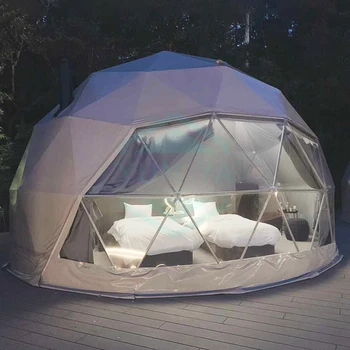 Japan Hot Spring Resort Hotel Tent Outdoor Family Camp Dome House With 2 Single Beds For Glamping