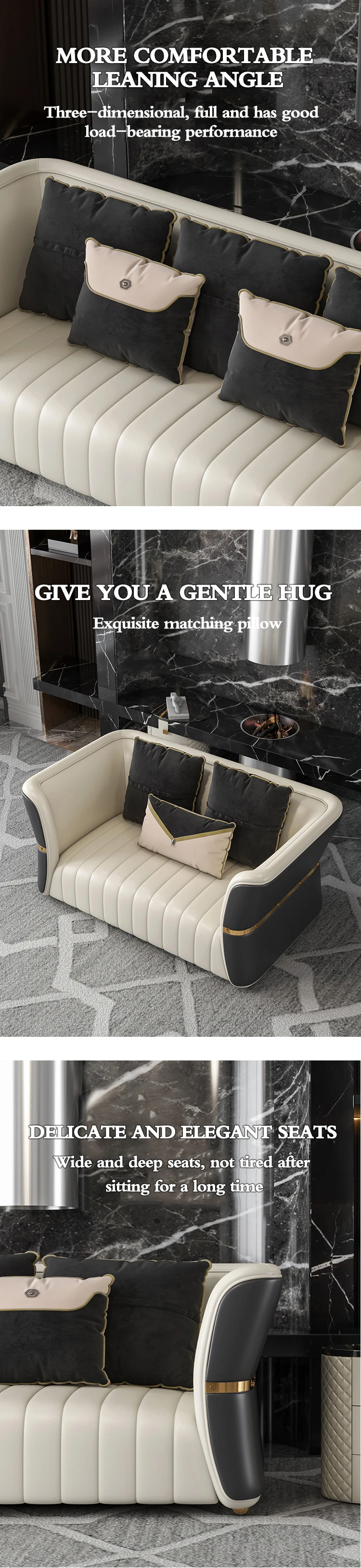 Light Luxury Leather Sofa Set Living Room Modern Sectionals Couch ...
