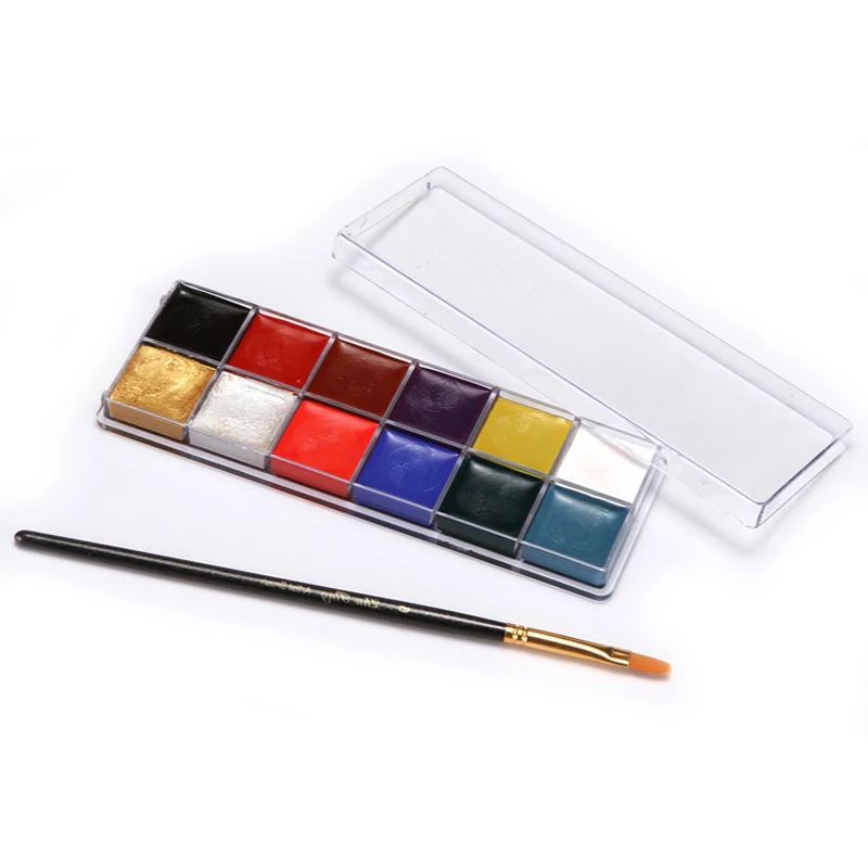Vivid Colors Kids Face Paint Set 12 Colors Body Paint Set with Stenci Free From Paraben