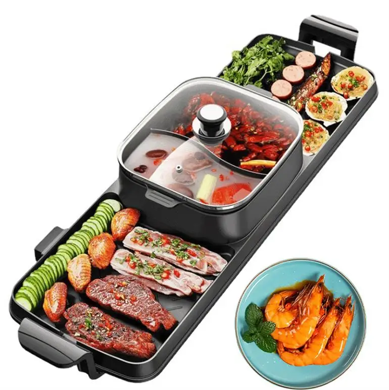 Commercial Electric Lava Rock Grill with Electric Grill Flat Pan