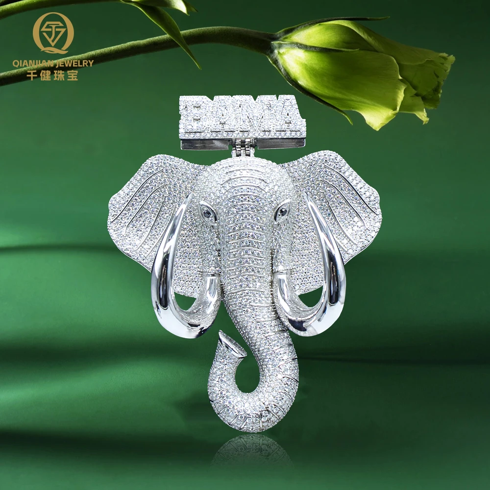 Realistic Elephant Hip Hop Pendant Goat 925 Silver Oversized Hip
