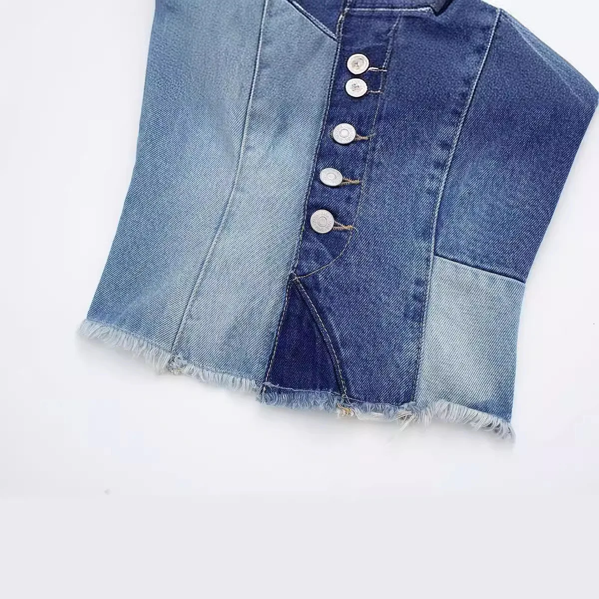 Custom Women Outdoor Breathable Casual Short Tank Top Chic Shoulder Sexy Denim Vest