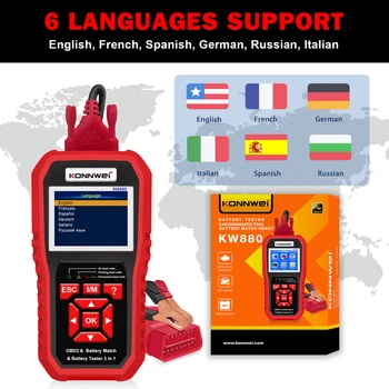 Produktbild von KONNWEI Kw880 Universelles Auto-OBD2-Diagnosegerät 3-in-1 Automotive Autobatterie-Reset & Tester Motoranalysegerät