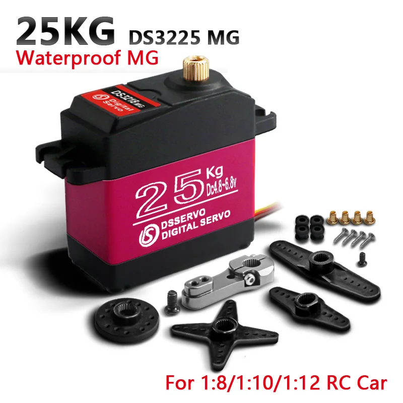 DS3225 25kg 25KG Servo Mechanical Arms Metal Gear High Torque Waterproof Digital Servo with 2 Bag of Accessory for Robots Climbing Car and Remote Control Toys 