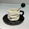 Pleated coffee cup and saucer-black-200ml