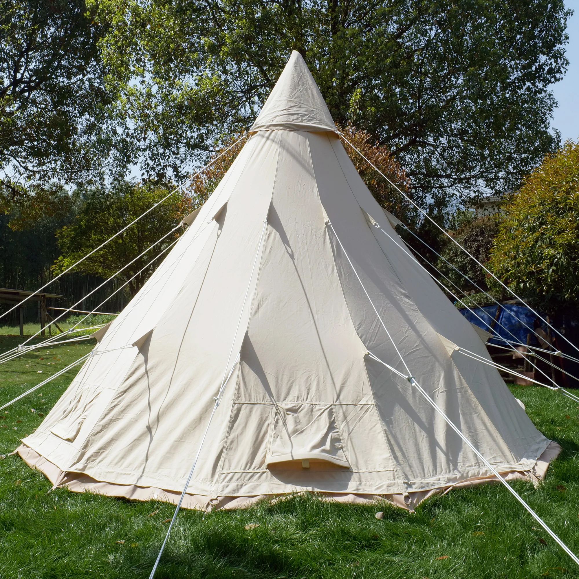 2m en toile Tente pyramidale de camping de grande tente tipi pour 1 à 2  personne