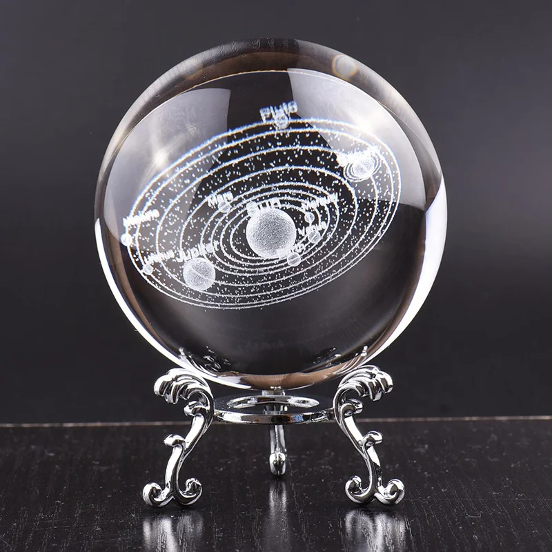 Decorative 3d Solar System Crystal Ball 80mm Planets Galaxy Glass Ball ...