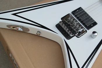 Flyoung Electric Guitar - White Flying V Shape, 6 Strings