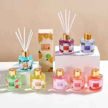 Luxury Home Fragrance Reed Diffuser Set Fruity Scent Essential Oil With Sticks Glass Bottle Air Freshener