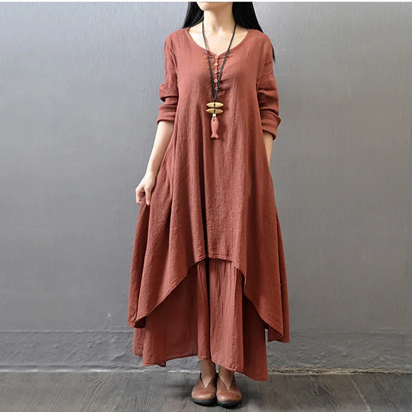 New Arrival Summer Plus Size Women Dress O-neck Comfortable Linen ...