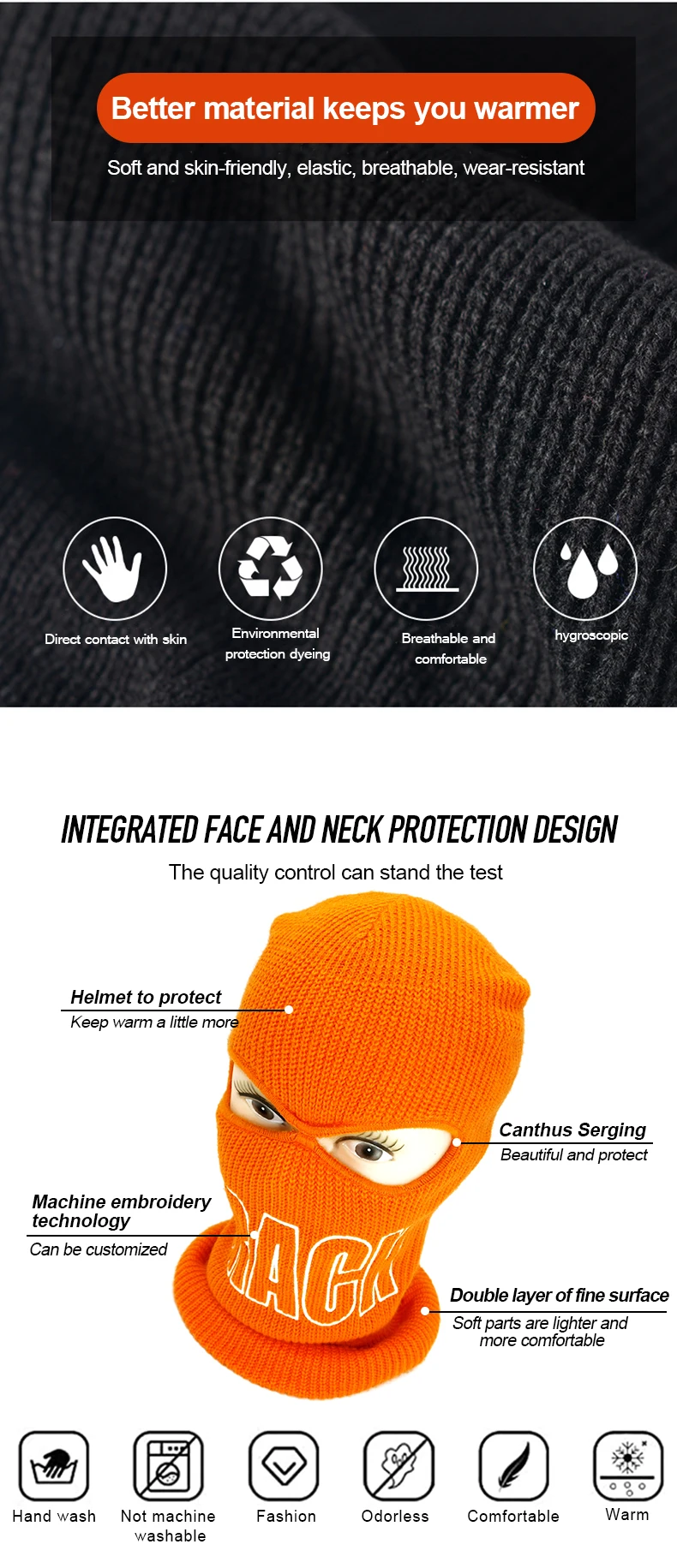 Wholesale Knitted Full Face Mask,1 2 3 Hole Custom Designer Ski Mask