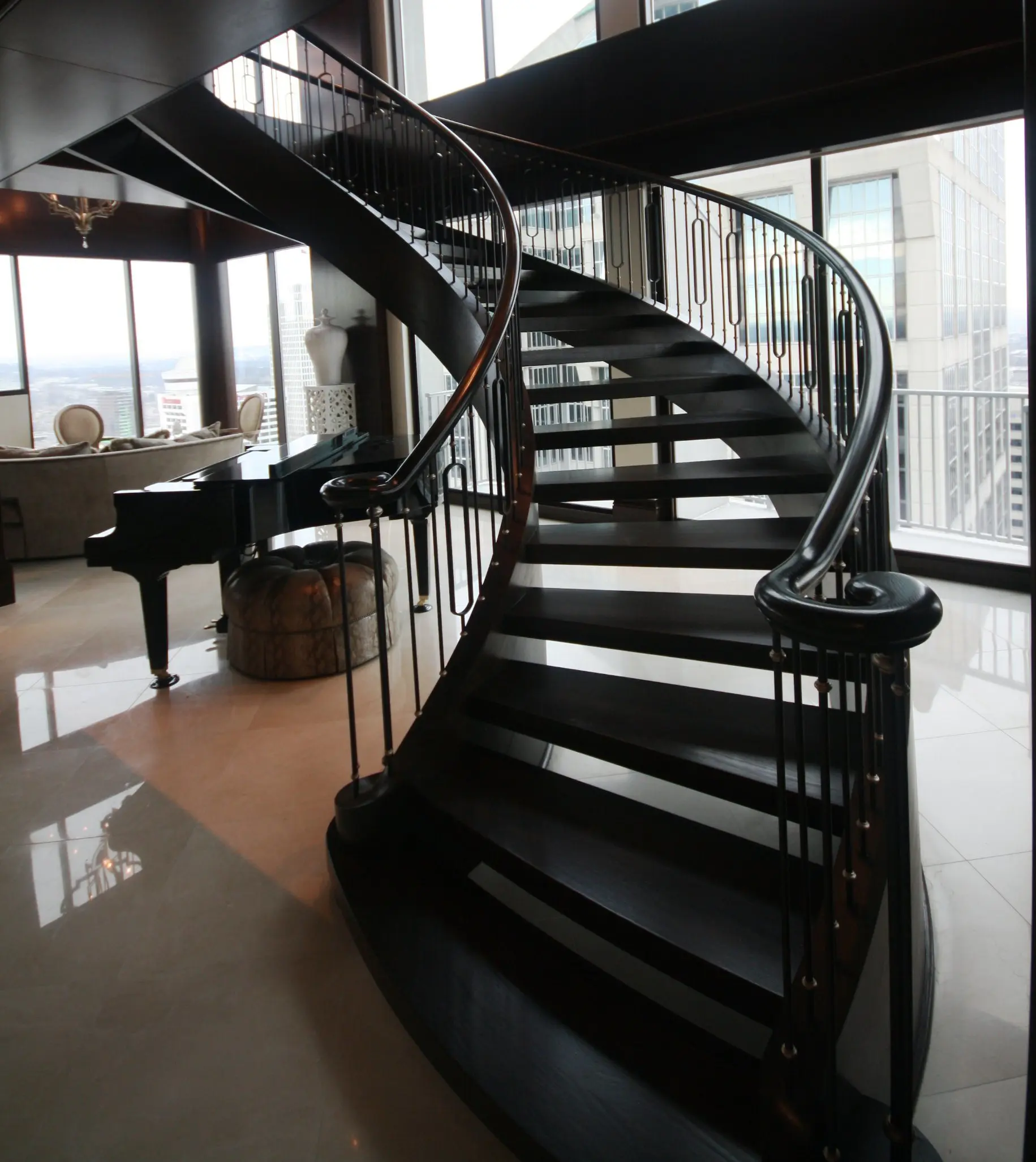 modern indoor granite steps golden stairs furniture villa apartment projects customized glass handrails metal curve staircase manufacture