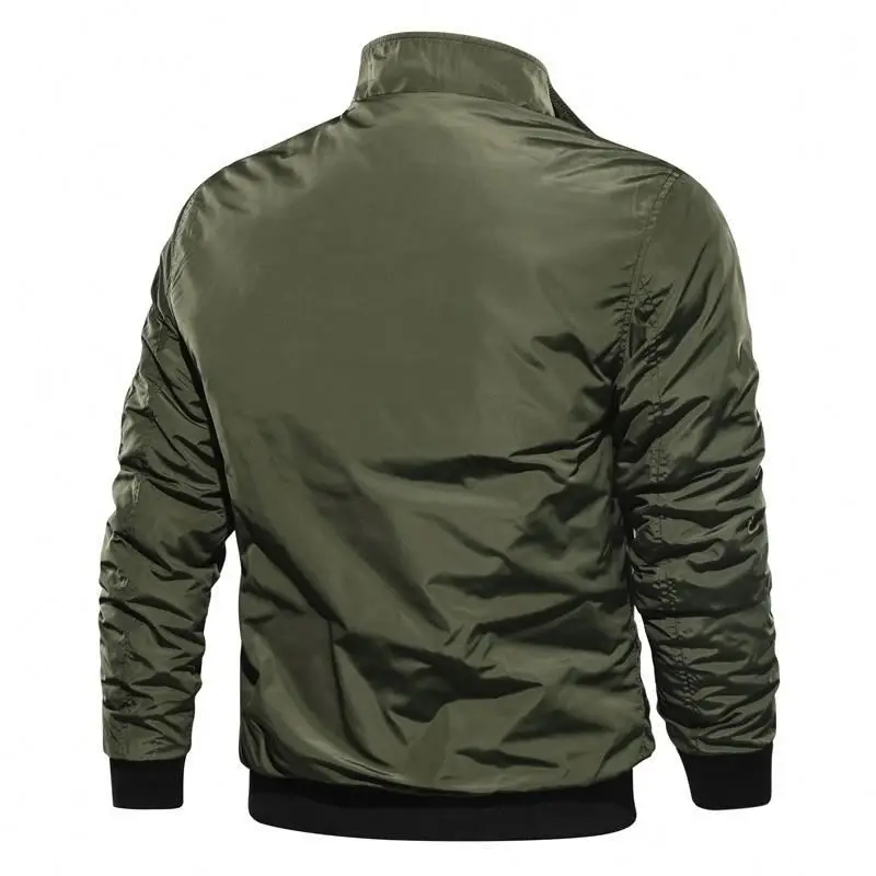 New Fashion Men Autumn Winter Lapel Stand Collar Solid Zipper Outdoor Plus Size Thicken Casual Tops Coat Flying Jacket_voghion.com