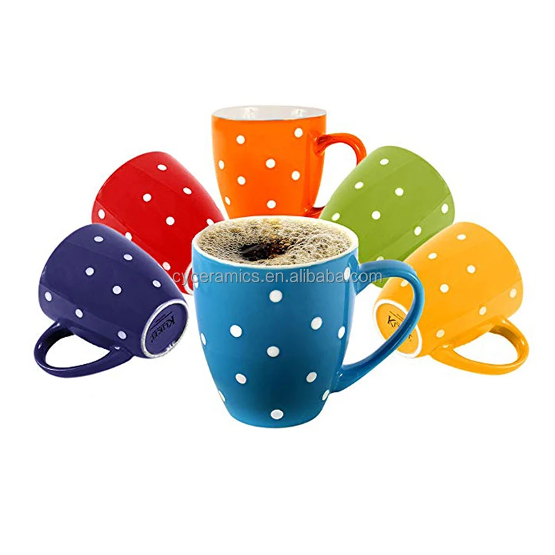 Colourful Bubbles 12oz Ceramic Coffee Mug Tea Mug 6 Set 16 Oz Ceramic